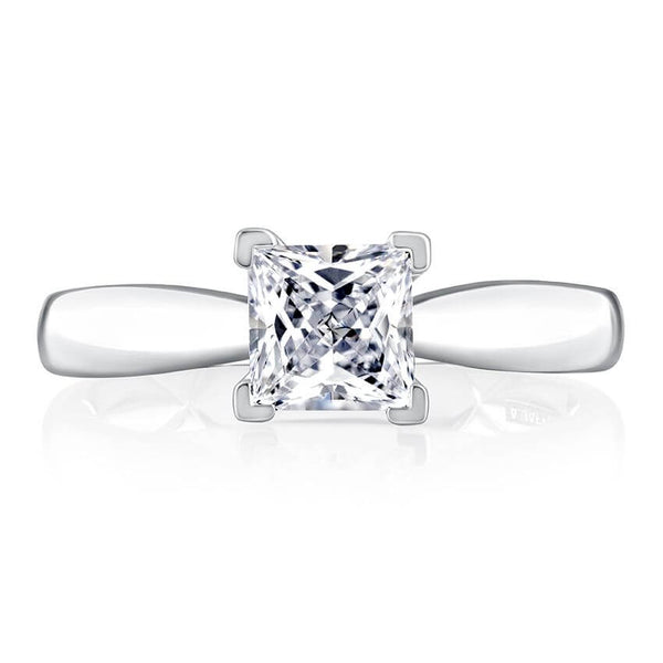 A.JAFFE 18K White Gold Princess Center Solitaire Ring MECPC2376Q/110