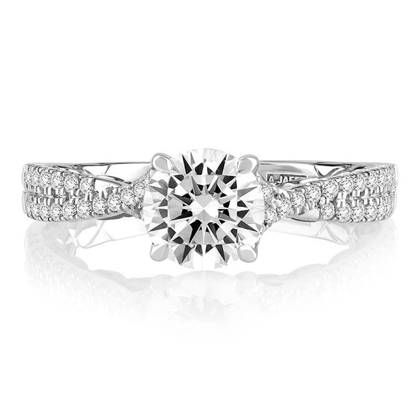 A.JAFFE Split Shank Two Tone Round Cut Diamond Engagement Ring MECRD2353Q/127