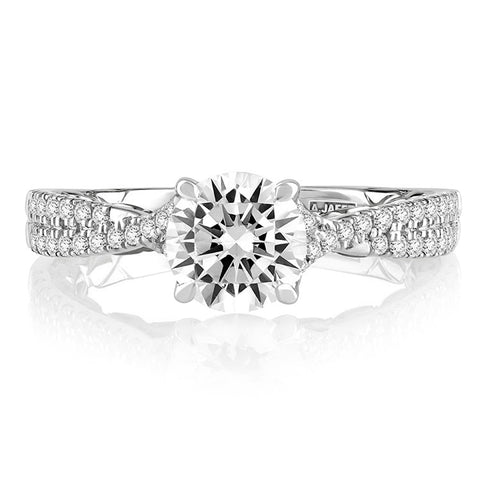 A.JAFFE Split Shank Two Tone Round Cut Diamond Engagement Ring MECRD2353Q/127