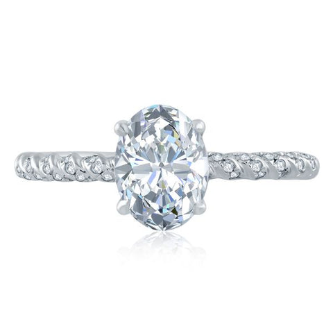 A.JAFFE 14K Rose Gold Oval Center Diamond Engagement Ring MES867/132