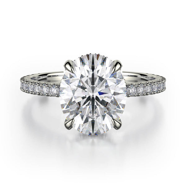 Michael M CROWN 18K White Gold Oval Center Engagement Ring R745-2 OVAL