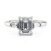 Michael M Trinity Emerald Center Diamond Engagement Ring R807-2