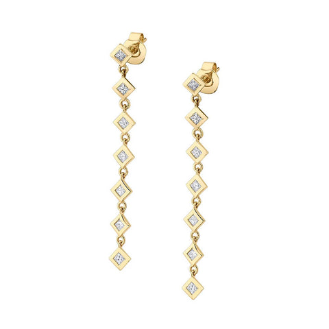 Michael M 14K Yellow Gold Princess Bezel Tennis Earrings ER415