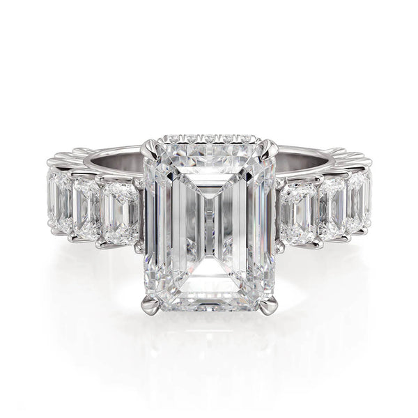 Michael M Meksian Emerald Cut Center Diamond Engagement Ring R904-3 Emerald
