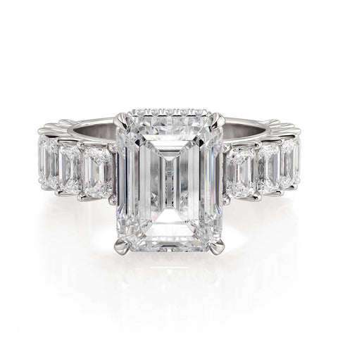 Michael M Meksian Emerald Cut Center Diamond Engagement Ring R904-3 Emerald