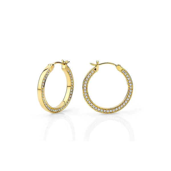 Michael M Small Chroma Gold Edge Pave Hoops ER480-HP