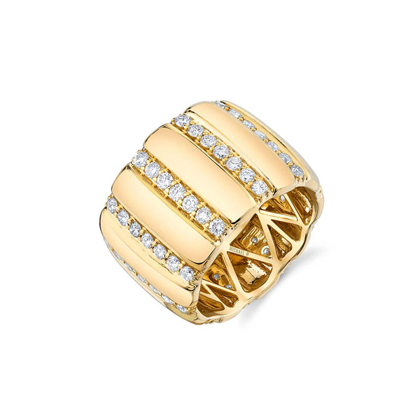 Michael M 14K Yellow Gold Orb Ribbed Ring F530