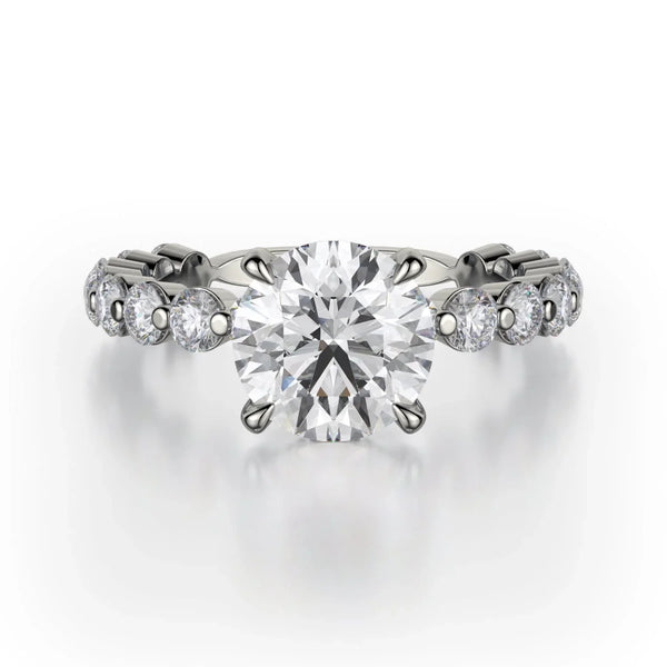 Michael M Crown 18K White Gold Diamond Engagement Ring R782-1.5