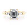 Michael M Trinity Emerald Center Diamond Engagement Ring R807-2
