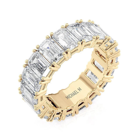 Michael M Crown Emerald Cut Eternity Ladies Wedding Band B335