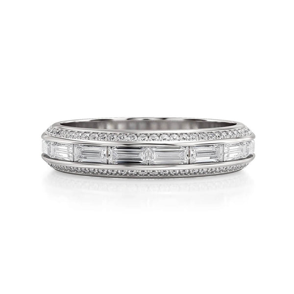 Michael M Baguette and Round Diamond Wedding Band R835B