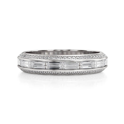 Michael M Baguette and Round Diamond Wedding Band R835B