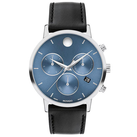 Movado Museum Classic 42mm Blue Chronograph Dial Men's Watch 0607889