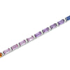 14K White Gold Multicolor Sapphire and Diamond Gemstone Bracelet, 7.68ct, 13.19g