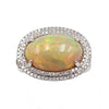 14K White Gold Fire Opal Ring with Diamonds