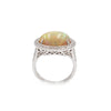 14K White Gold Fire Opal Ring with Diamonds