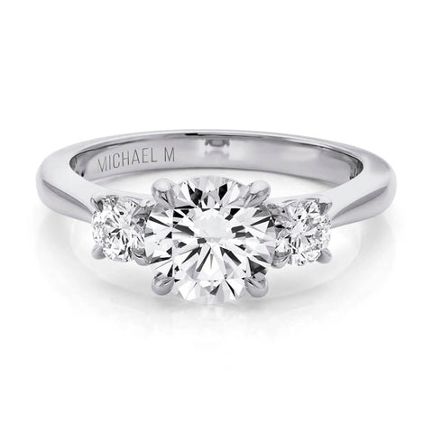 Michael M Trinity 18K White Gold Engagement Ring R805-1.5