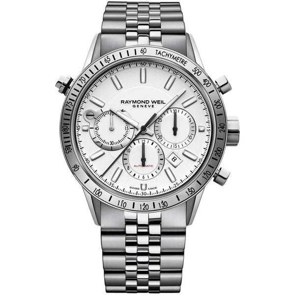 Raymond Weil Freelancer White Dial Steel on Steel Men's Watch 7740-ST-30001