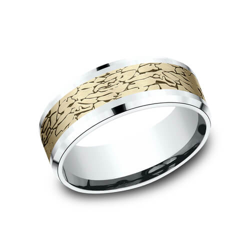 Benchmark Two-Tone Fractured Rock Pattern 8mm Men's Band CF81837414KWY