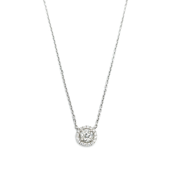 14K White Gold Round Diamond Pendant, 2.32g