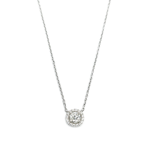 14K White Gold Round Diamond Pendant, 2.32g