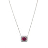 14K White Gold Diamond and Ruby Pendant Necklace