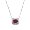 14K White Gold Diamond and Ruby Pendant Necklace