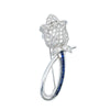 Estate 14K White Gold Sapphire and Diamond Flower Brooch