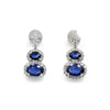 14K White Gold Diamond and Blue Sapphire Earrings