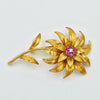 Tiffany & Co. 18K Yellow Gold Ruby and Diamond Ladies Flower Brooch