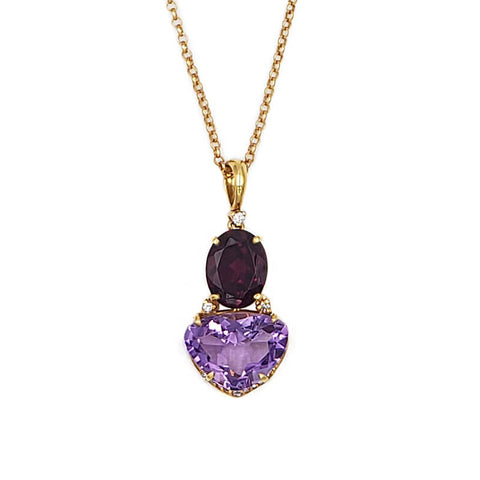 Vianna Brasil 18K Yellow Gold Rhodolite Pendant Necklace Y1210ARO.P1