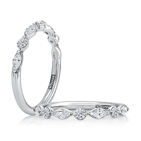 A.JAFFE Alternating Round and Marquise Diamond Wedding Band WRC1373H/43