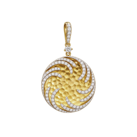 Estate 18K Yellow Gold Handmade Diamond Pendant