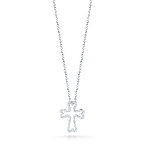 Roberto Coin Tiny Treasures Diamond Small Cross Necklace 000732AWCHX0