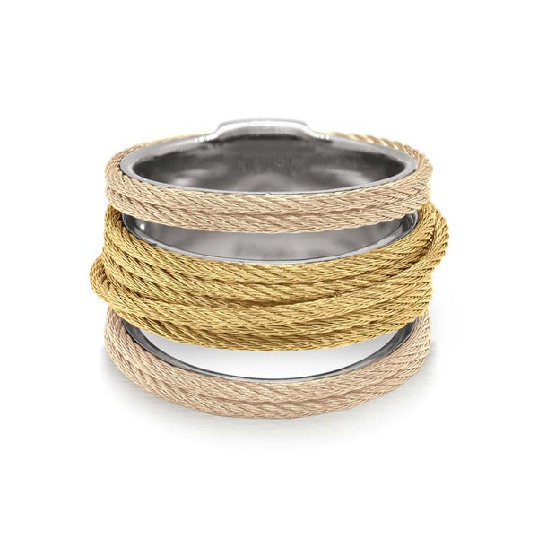 ALOR Carnation & Yellow Cable Simple Stack Ring 02-31-S423-00