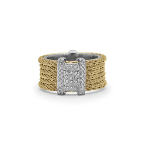 ALOR Yellow Cable Diva Ring with 18kt White Gold & Diamonds 02-37-5114-11