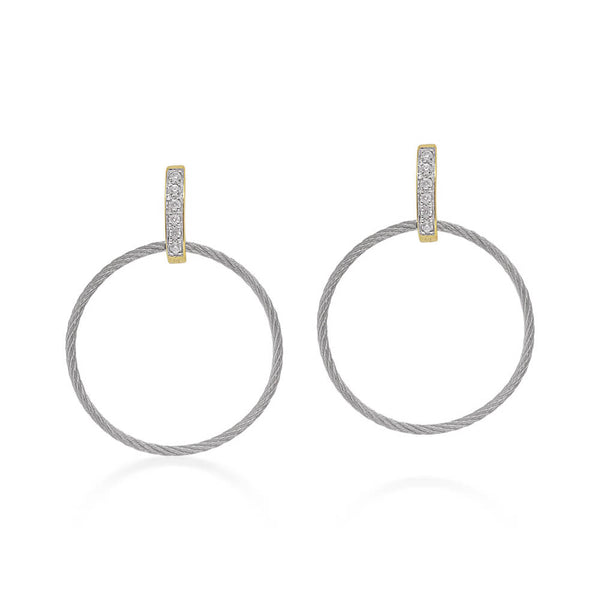 ALOR Grey Cable Petite Drop Circle Earrings 03-33-1002-11