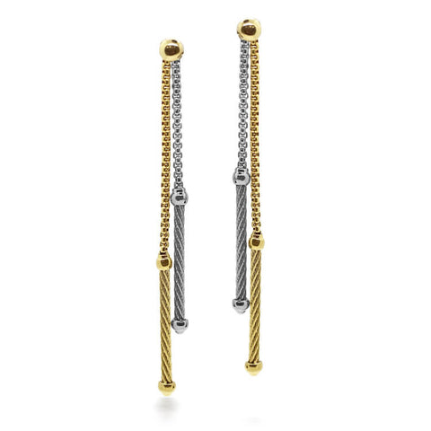 ALOR 18kt Yellow Gold Grey & Yellow Chain Double Drop Earrings 03-34-1064-00