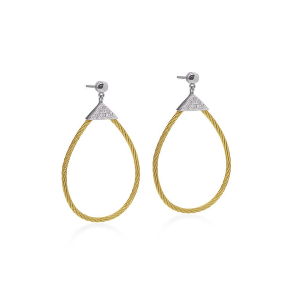 ALOR Yellow Cable Triangle Tear Drop Earrings with 18K Gold & Diamonds 03-37-1503-11