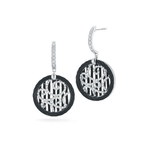 ALOR Noir 18K White Gold & Black Cable Drop Earrings 03-52-0972-11