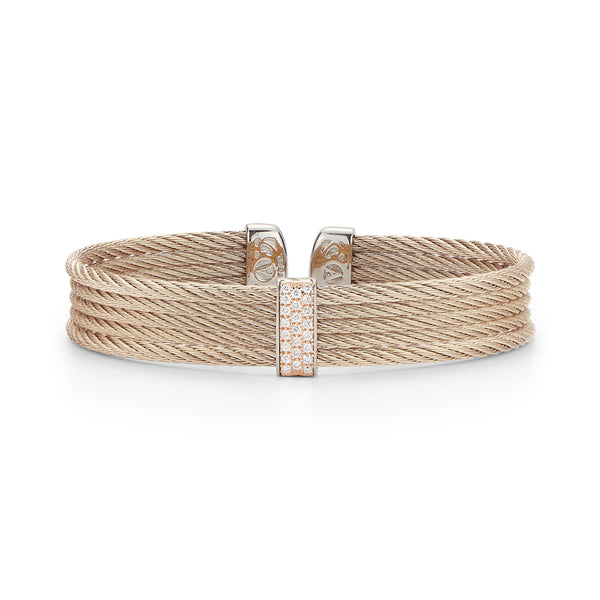 ALOR Carnation Cable Mini Cuff with 18kt Rose Gold & Diamonds 04-26-S651-11