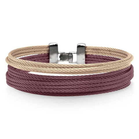 ALOR Carnation & Burgundy Cable Double Stack Bracelet 04-29-S411-00