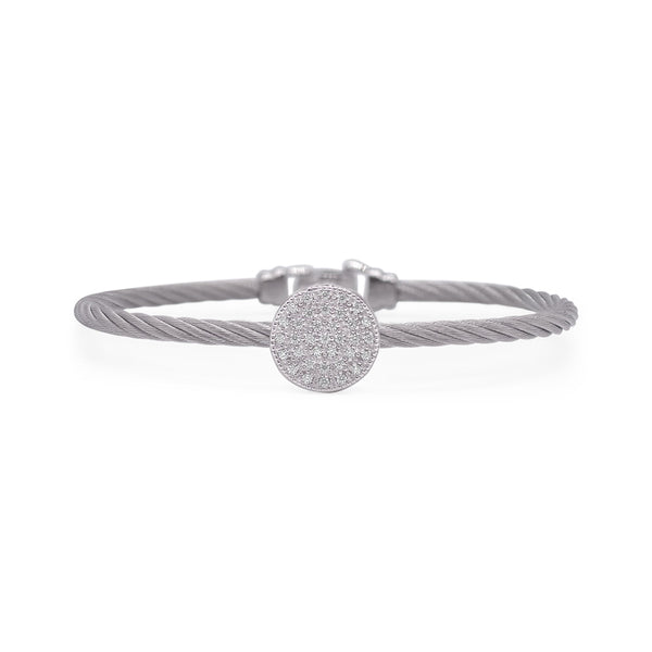 ALOR Grey Cable Taking Shapes Disc Bracelet with 18K Gold & Diamonds 04-32-1662-11