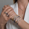 ALOR Grey & Yellow Cable Dual Channel Bar Bracelet with 18kt White & Yellow Gold & Diamonds 04-34-1144-11