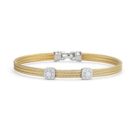 ALOR Classique 18K White Gold Yellow Cable Bangle Bracelet 04-37-S824-11