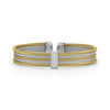 ALOR Grey & Yellow Cable Mini Cuff with 18kt White Gold & Diamonds 04-43-S651-11