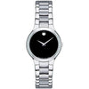 Movado Serio Black Dial Steel Bracelet Quartz Ladies Watch 0606385