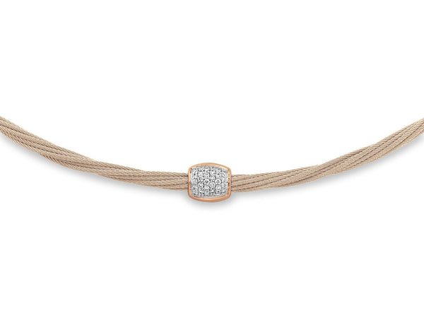 ALOR 18K Rose Gold Carnation Cable Diamond Helix Necklace 08-26-S149-11