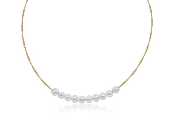 ALOR Yellow Cable Necklace with Freshwater Pearls 08-37-P901-01