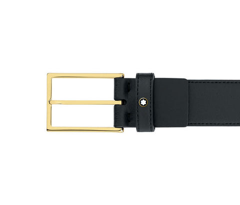 Montblanc Rectangular Shape Black Leather Strap Belt 111277